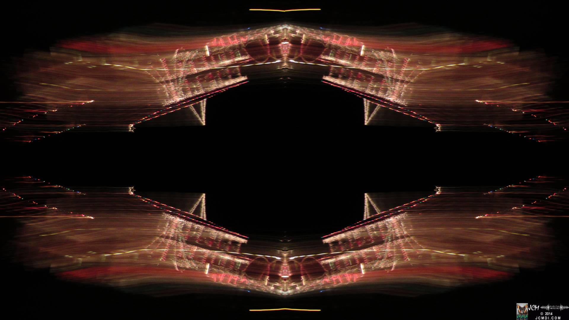 Quadroscopic Artwork made from an image of Abstract motion Christmas lights